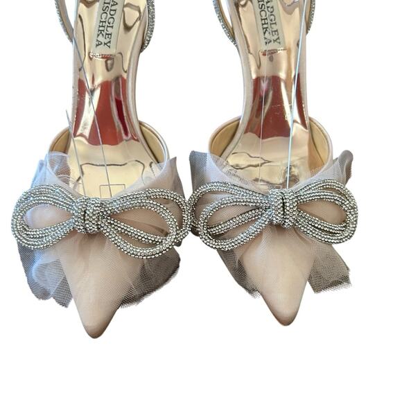 Badgley Mischka Sacred Embellished Bow Ankle Strap Pumps Wedding Formal NEW 6 - Picture 6 of 13